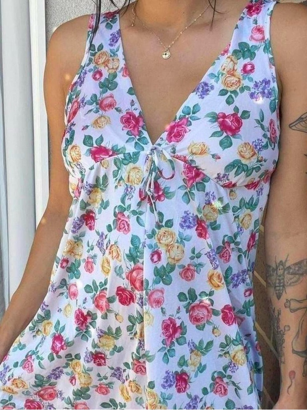 Vintage 80s Cinema Etoile Floral Maxi Slip Dress with Bow Detail Women’s Medium